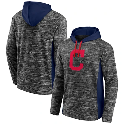 Men's Fanatics Charcoal/Navy Cleveland Indians Instant Replay Colorblock Space-Dye - Pullover Hoodie