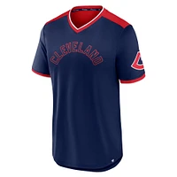 Men's Fanatics Navy/Red Cleveland Indians Cooperstown Collection True Classics Walk-Off V-Neck T-Shirt