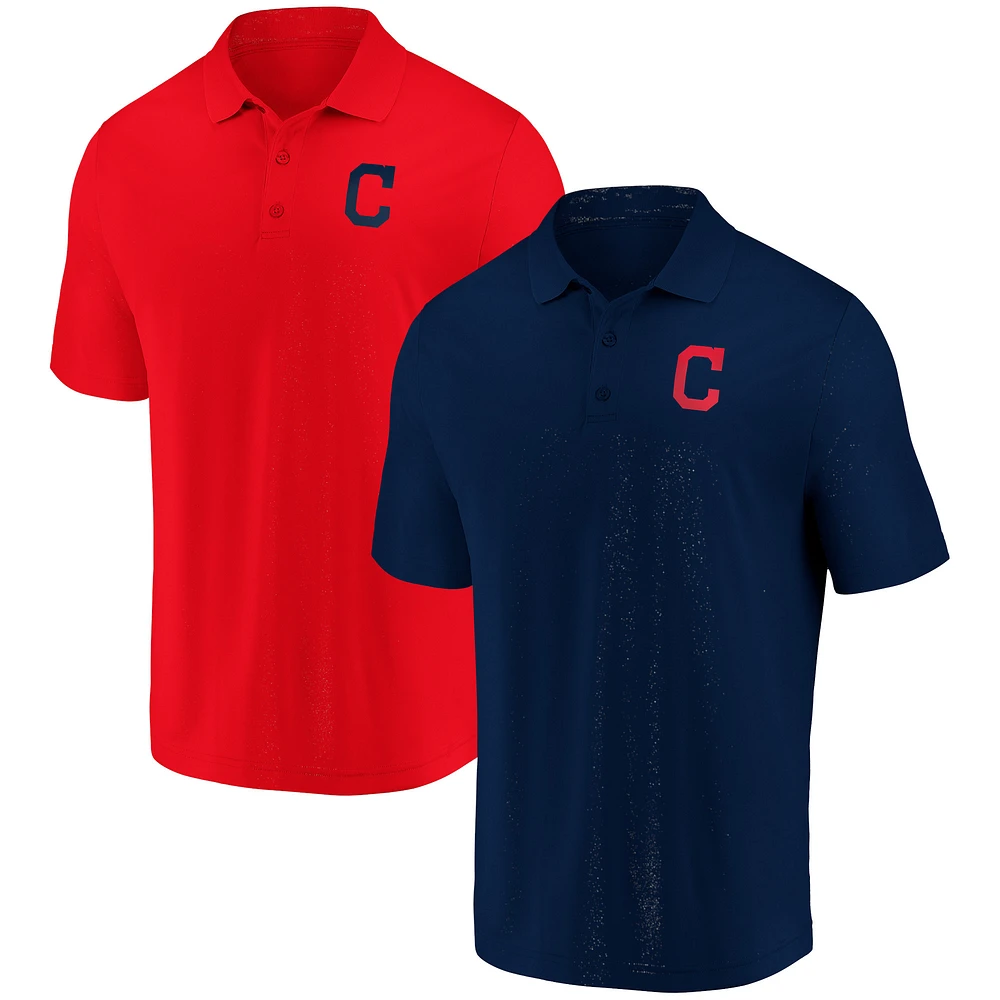 Pack combiné de polos Fanatics pour hommes, bleu marine/rouge, Cleveland Indians