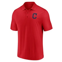 Ensemble polo à logo principal Fanatics pour hommes, bleu marine/rouge, Cleveland Indians