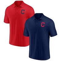 Ensemble polo à logo principal Fanatics pour hommes, bleu marine/rouge, Cleveland Indians