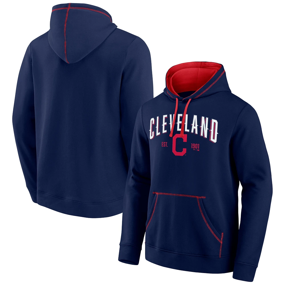 Men's Fanatics Navy/Red Cleveland Indians Ultimate Champion Logo Pullover Hoodie