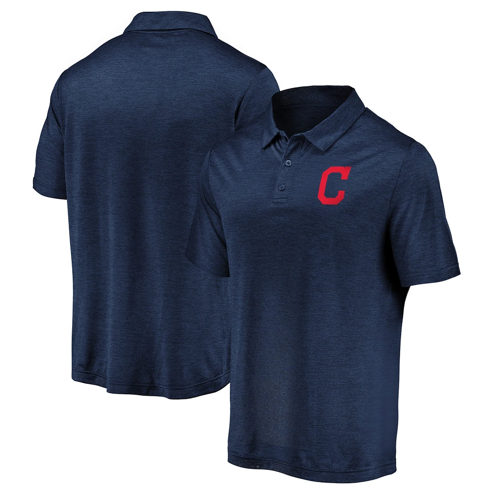 Polo léger à logo principal strié emblématique des Cleveland Indians Fanatics pour hommes, bleu marine