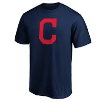 T-shirt avec logo officiel des Cleveland Indians Fanatics pour hommes, bleu marine