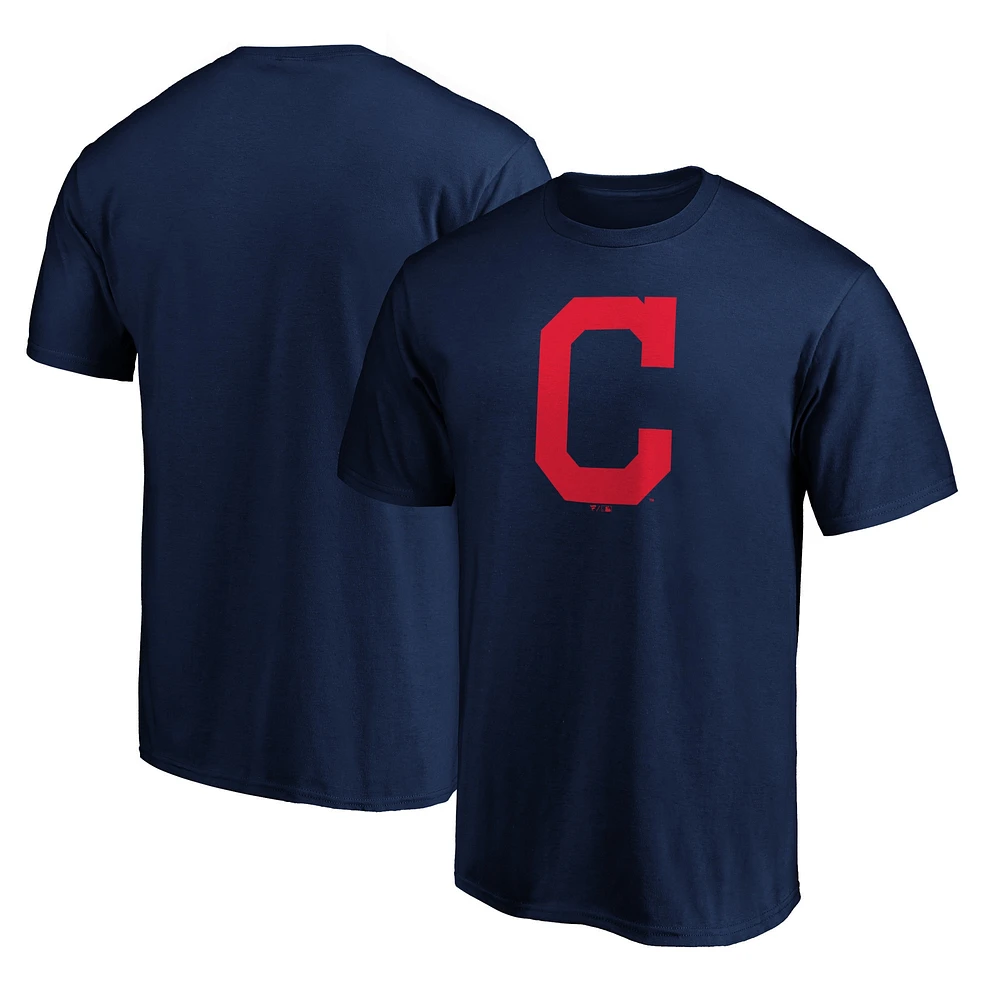 T-shirt avec logo officiel des Cleveland Indians Fanatics pour hommes, bleu marine