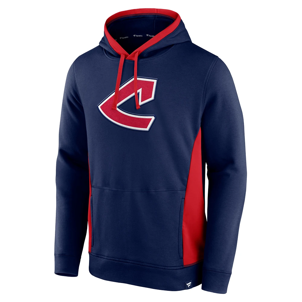 Sweat à capuche True Classics Fanarama pour homme, bleu marine, Cleveland Indians