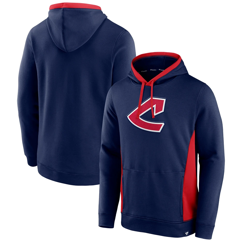 Sweat à capuche True Classics Fanarama pour homme, bleu marine, Cleveland Indians