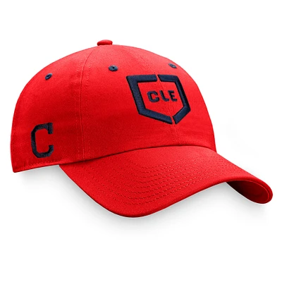 Casquette réglable rouge Cleveland Indians Iconic Home Plate Fanatics pour hommes