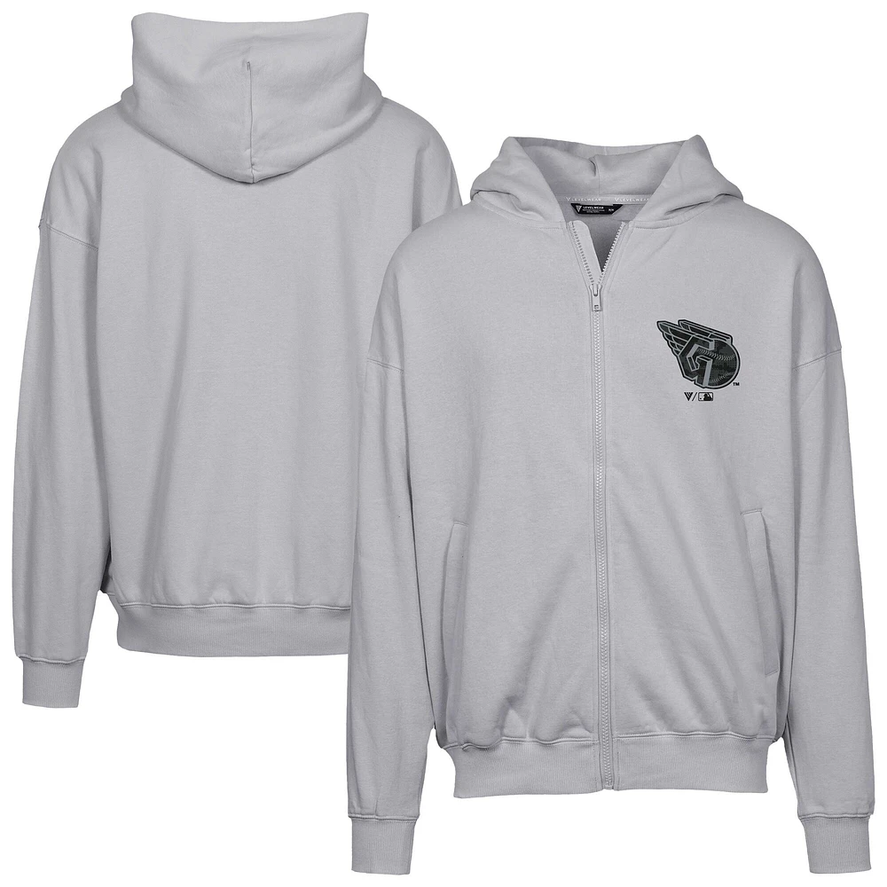 Men's Levelwear  Gray Cleveland Indians Oversized Uphill Digital Camo Full-Zip Hoodie