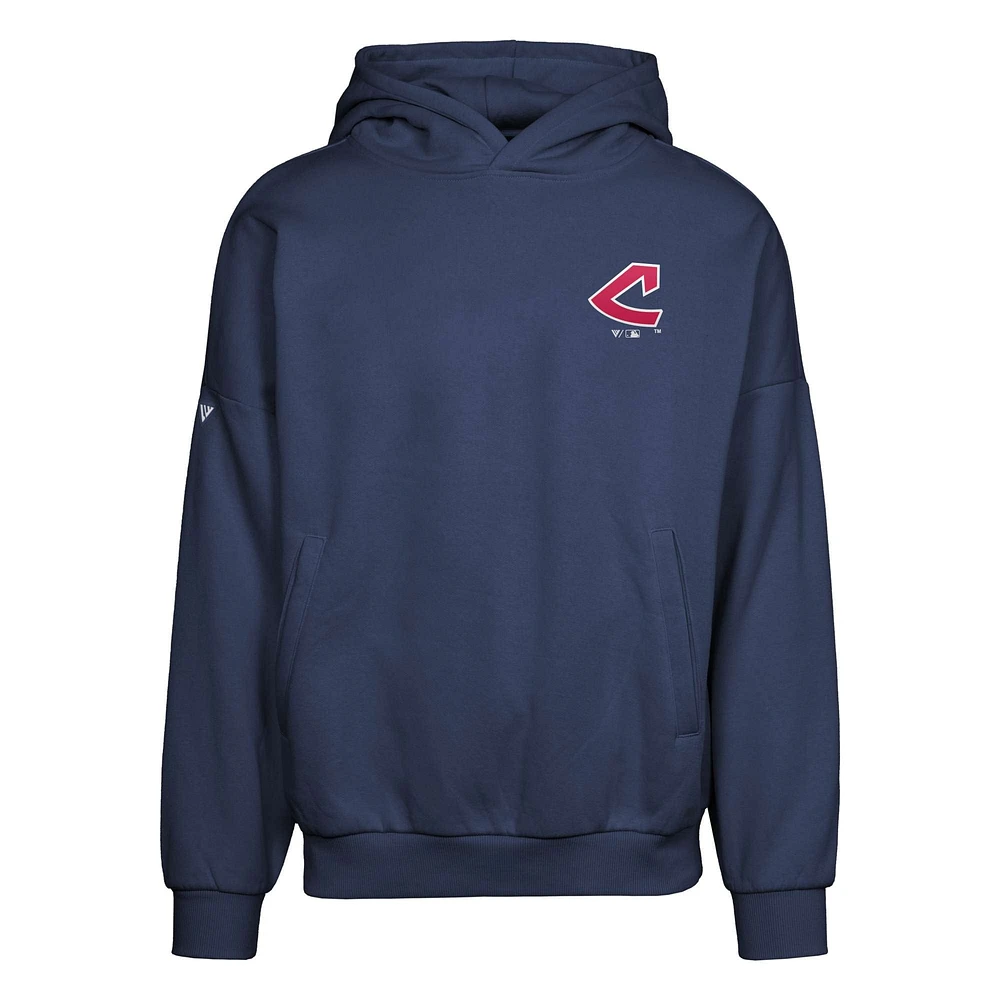 Men's Levelwear  Navy Cleveland Indians Cooperstown Collection Contact Core Pullover Hoodie
