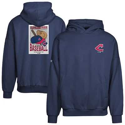 Men's Levelwear  Navy Cleveland Indians Cooperstown Collection Contact Core Pullover Hoodie