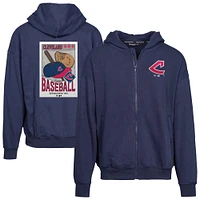 Men's Levelwear  Navy Cleveland Indians Cooperstown Collection Uphill City Core Logo Full-Zip Hoodie