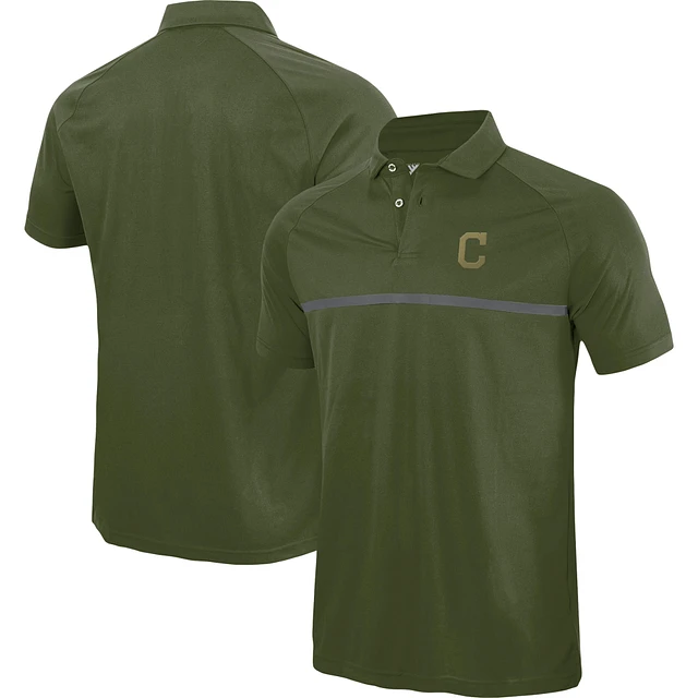 LevelWear Men's Olive Chicago Cubs Delta Sector Raglan Polo Shirt