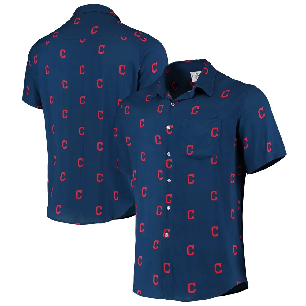 Lids Cleveland Indians FOCO Palm Tree Button Up Shirt - Navy