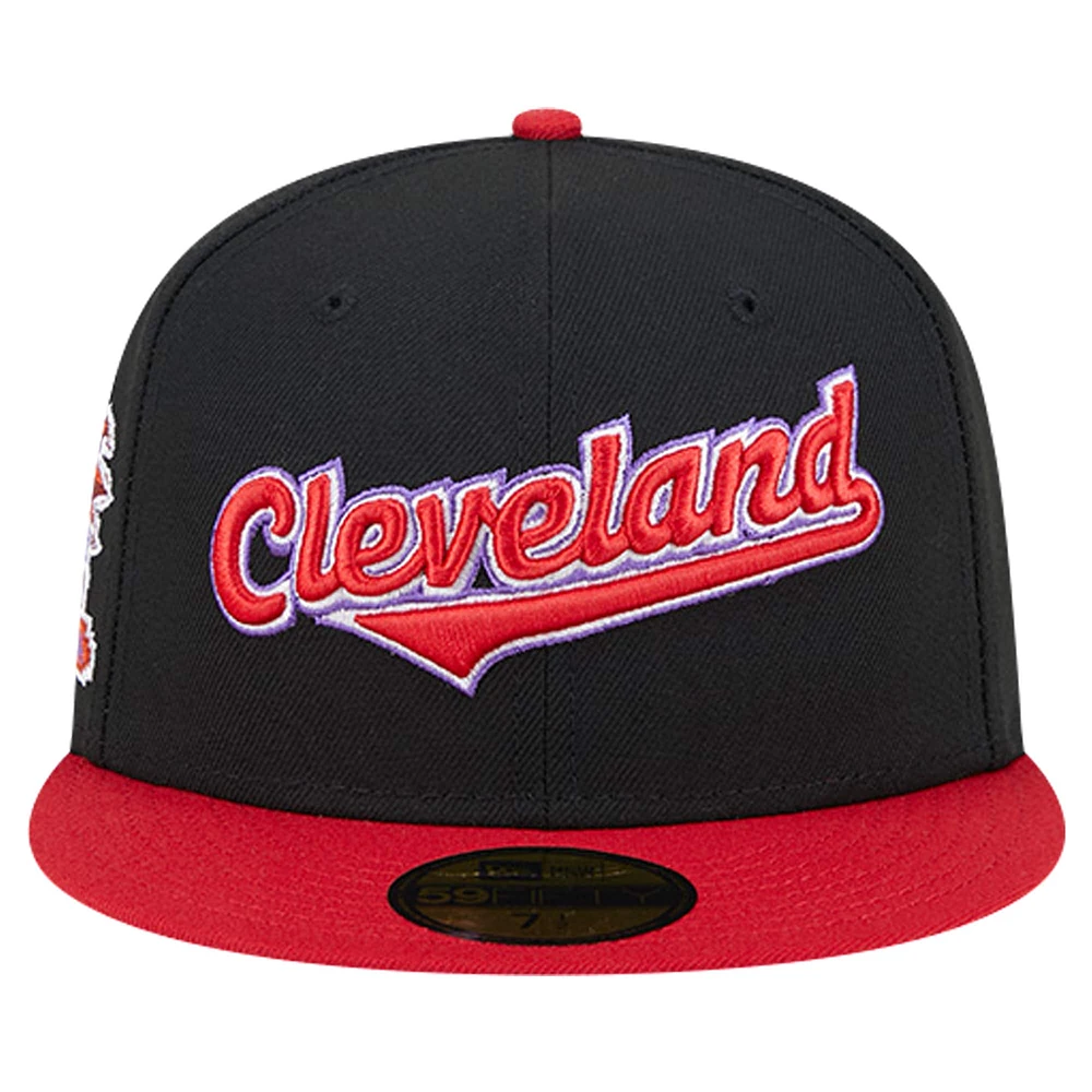 Casquette ajustée 59FIFTY rétro d'entraînement de printemps New Era pour hommes, Cleveland Indians Cooperstown Collection