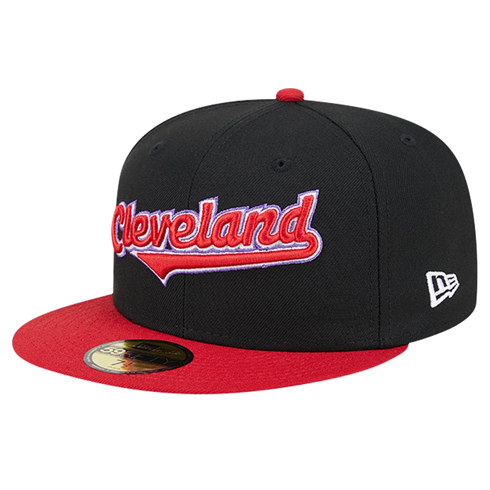 Men's New Era Black Cleveland Indians Cooperstown Collection Retro Spring Training 59FIFTY Fitted Hat