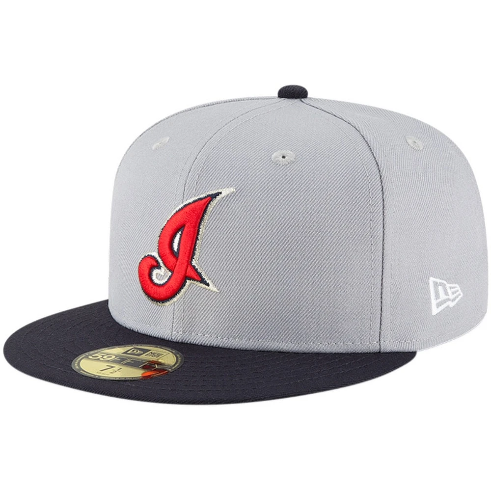 Casquette ajustée 59FIFTY en laine grise de la collection Cooperstown des Indians Cleveland New Era pour homme