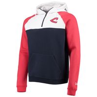 Men's New Era Navy/White Cleveland Indians Cooperstown Collection Quarter-Zip Hoodie Jacket