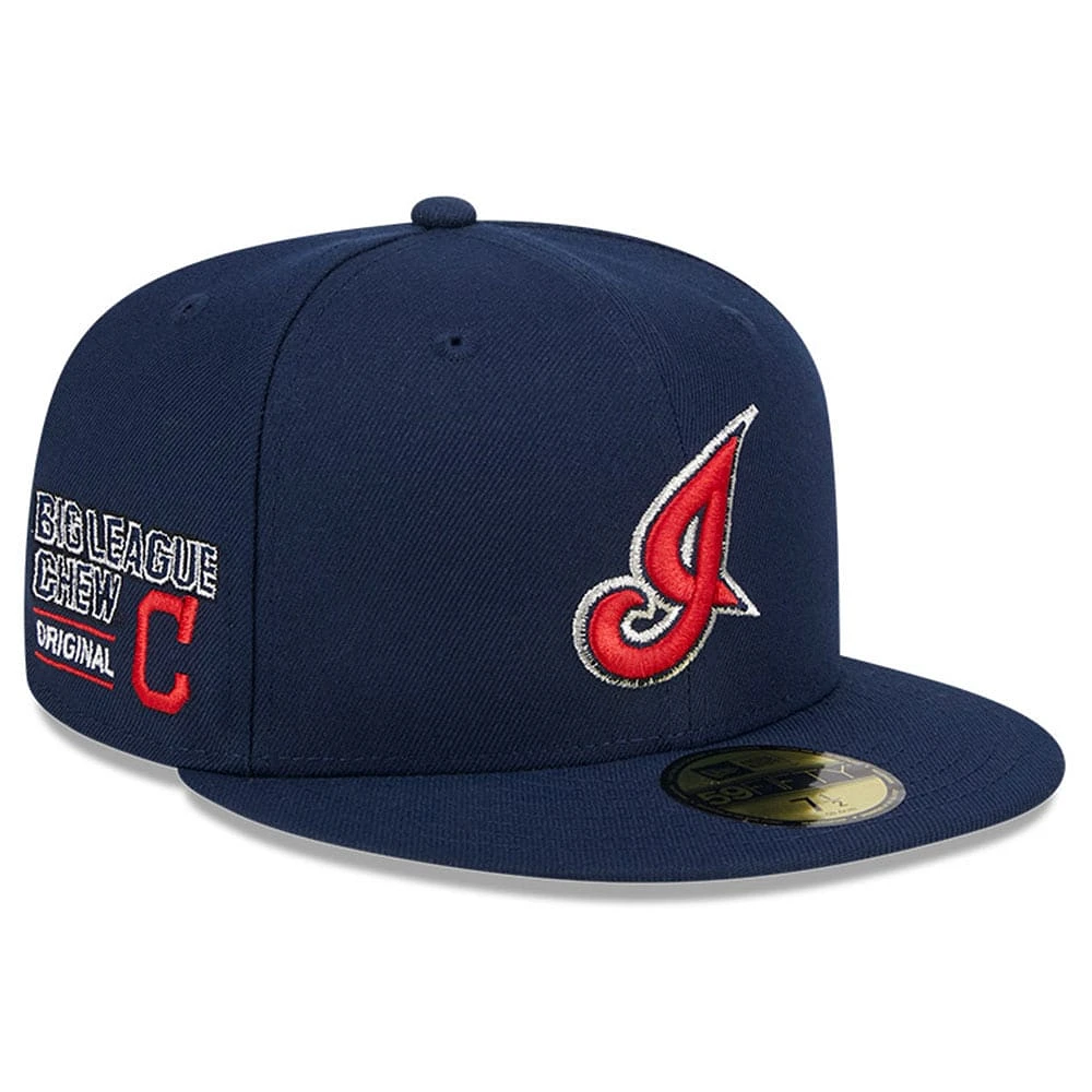 Casquette ajustée 59FIFTY New Era pour hommes des Cleveland Indians Big League Chew Team, bleu marine