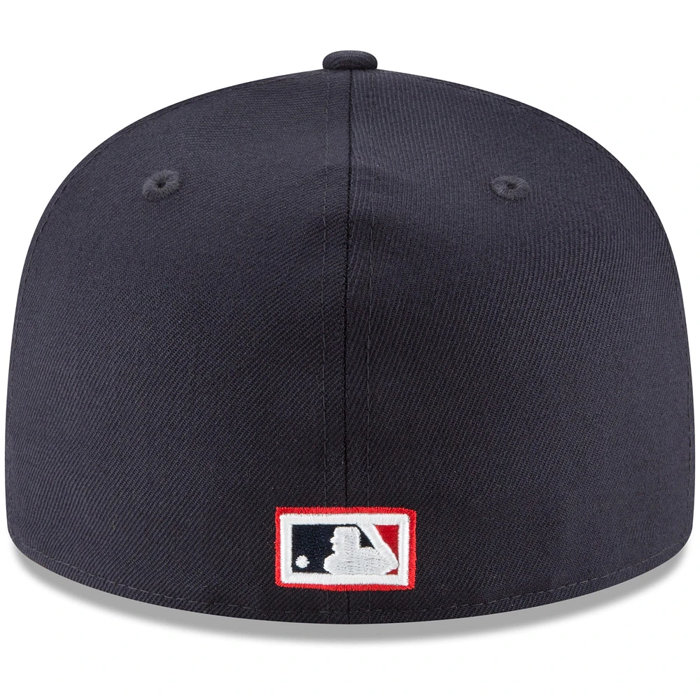 Casquette ajustée 59FIFTY en laine de la collection Cooperstown Indians Cleveland New Era pour homme, bleu marine