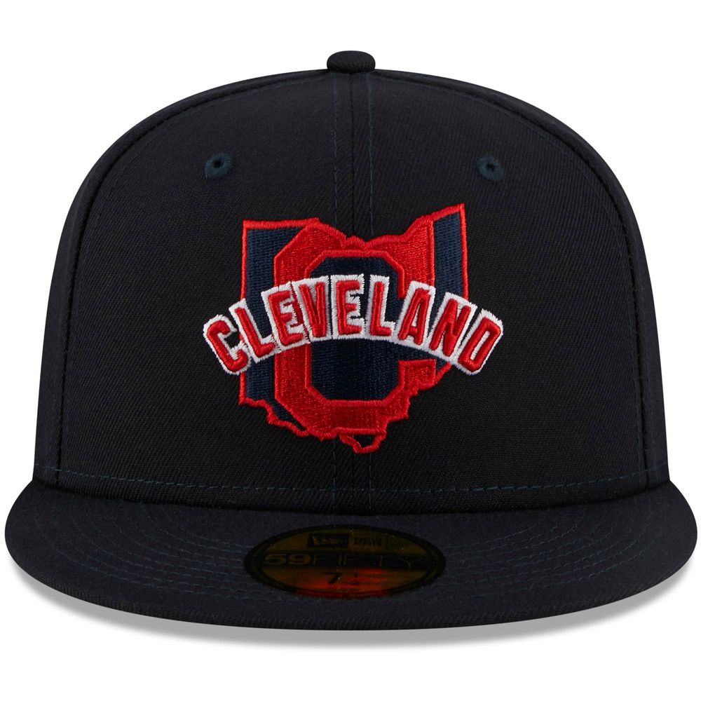 Men's New Era Navy Cleveland Indians Local II 59FIFTY Fitted Hat