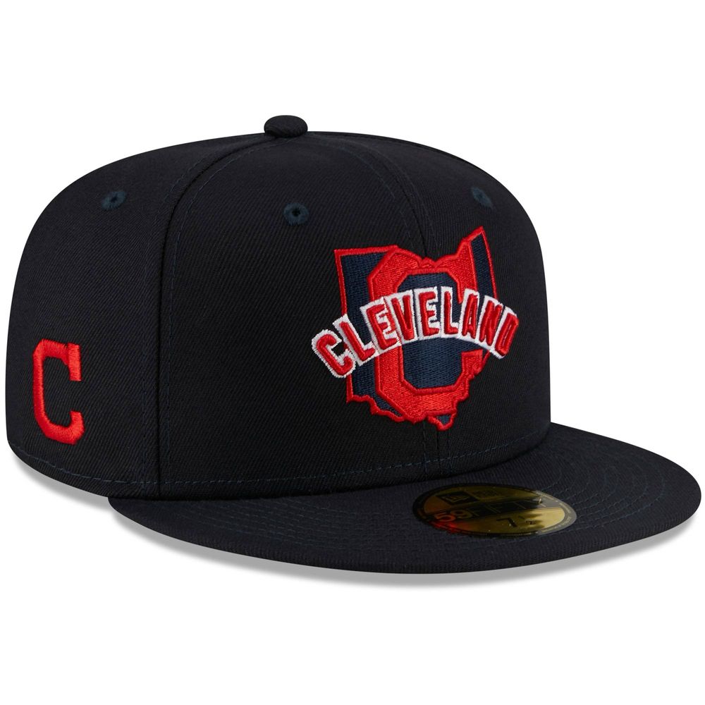 Men's New Era Navy Cleveland Indians Local II 59FIFTY Fitted Hat