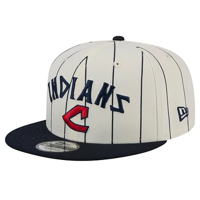 Men's New Era White Cleveland Indians Jersey Pinstripe 9FIFTY Snapback Hat