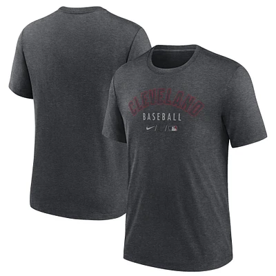 T-shirt à trois mélanges Nike Cleveland Indians Authentic Collection Early Work Performance pour homme, gris