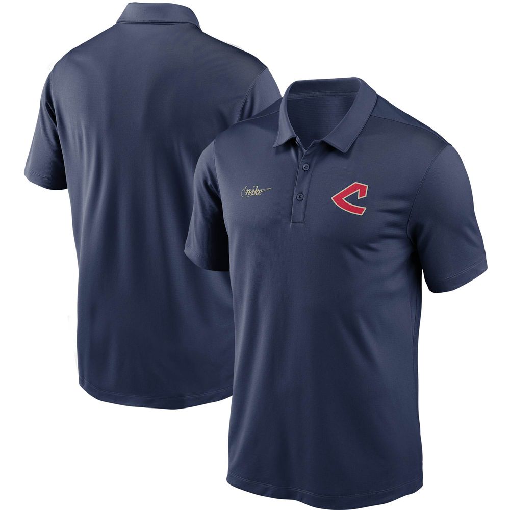 Men's Nike Navy Cleveland Indians Cooperstown Collection Logo Franchise Performance Polo