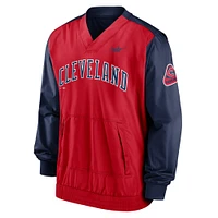 Men's Nike Red/Navy Cleveland Indians Cooperstown Collection V-Neck Pullover Windbreaker