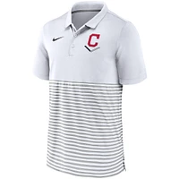 Men's Nike White/Gray Cleveland Indians Home Plate Striped Polo