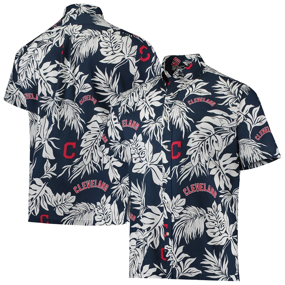 Chemise boutonnée Aloha des Indians de Cleveland Reyn Spooner pour homme, bleu marine