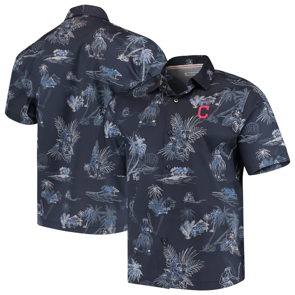 Men's Cleveland Indians Tommy Bahama Navy Seventh Inning Button-Up Shirt