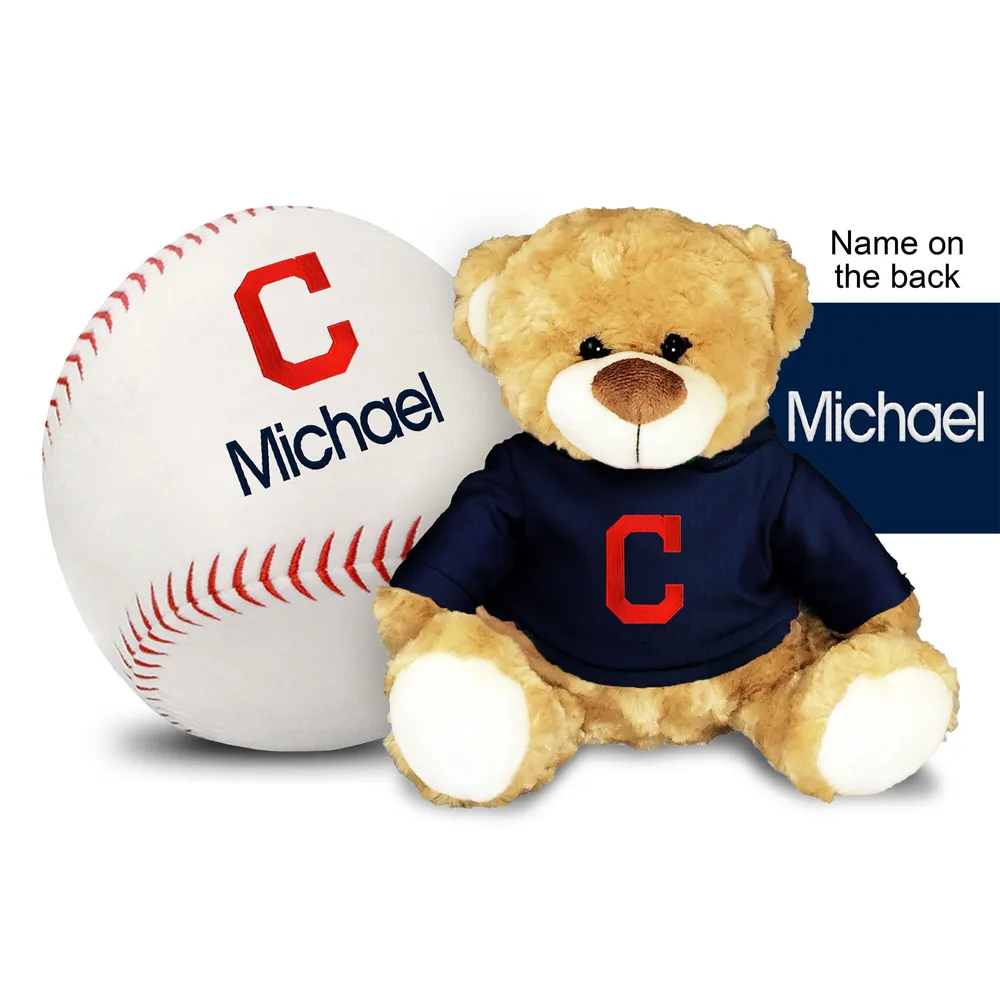 Cleveland Indians 10'' Personalized Plush Bear & Baseball Set - Navy