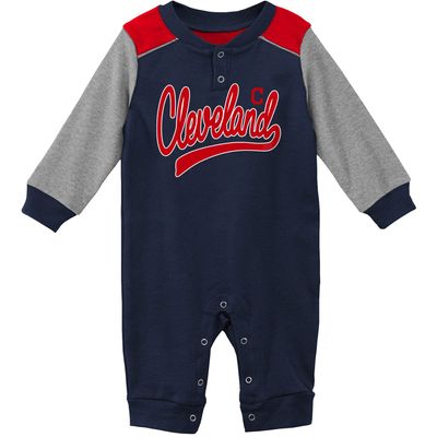 Newborn & Infant Navy/Heathered Gray Cleveland Indians Scrimmage Long Sleeve Jumper