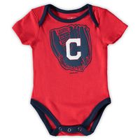 Newborn & Infant Navy/Red/White Cleveland Indians Future Number One 3-Pack Bodysuit Set