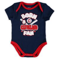 Newborn & Infant Navy/Red/White Cleveland Indians Future Number One 3-Pack Bodysuit Set