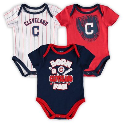 Newborn & Infant Navy/Red/White Cleveland Indians Future Number One 3-Pack Bodysuit Set