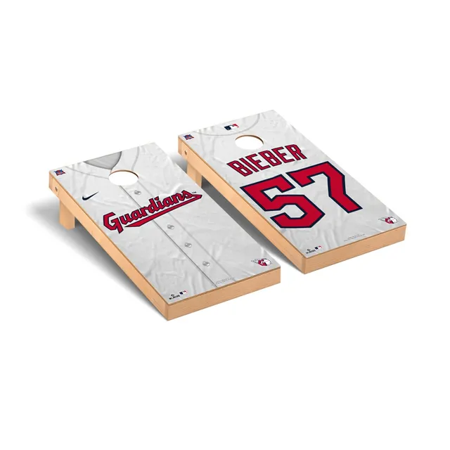 Cleveland Guardians Nike Official Replica Home Jersey - Mens with Bieber 57  printing