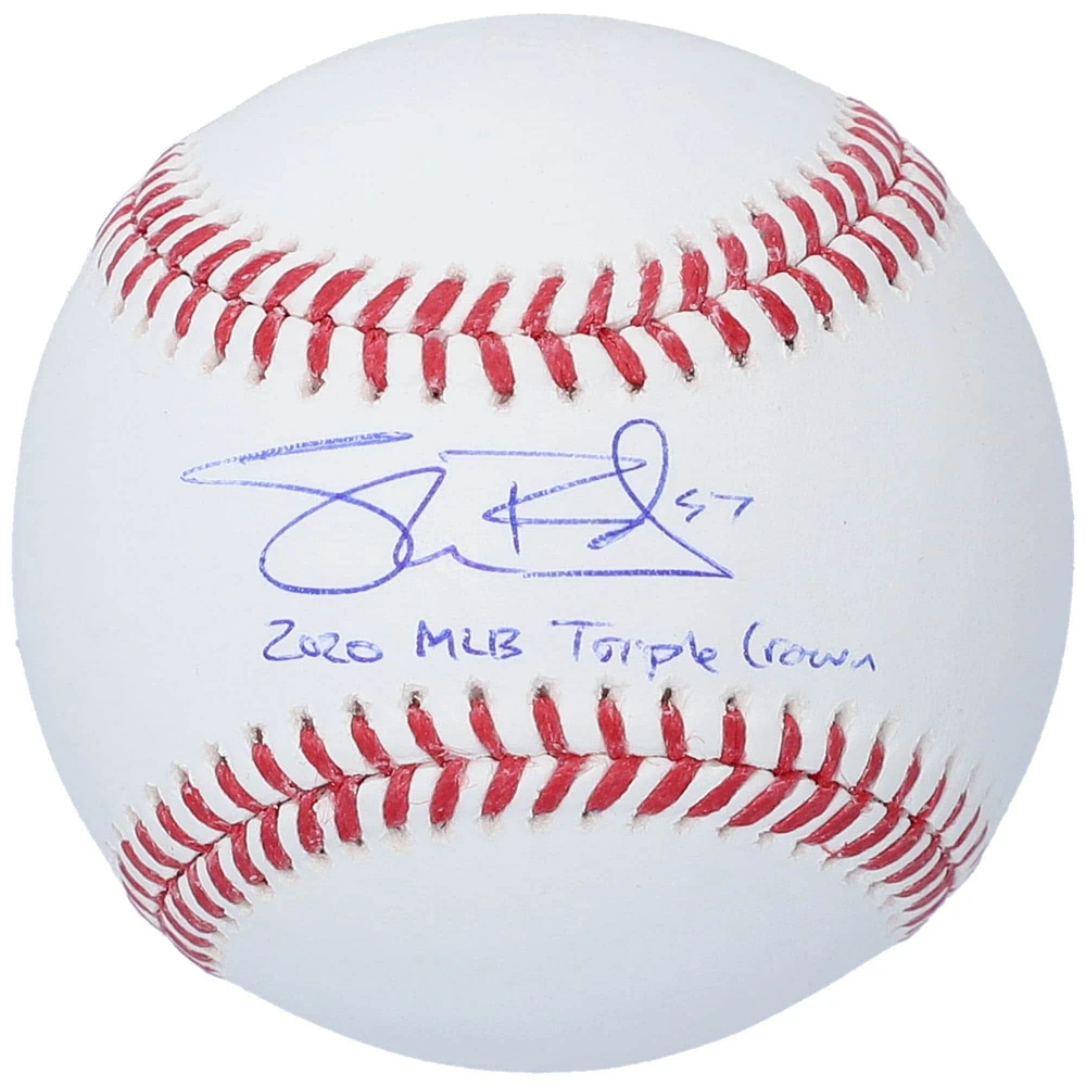 Shane Bieber Cleveland Indians Autographed Baseball with "2020 MLB Triple Crown" Inscription