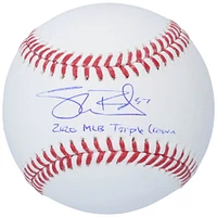 Shane Bieber Cleveland Indians Autographed Baseball with "2020 MLB Triple Crown" Inscription