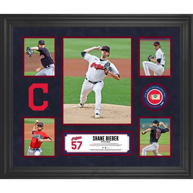 Shane Bieber Cleveland Indians Fanatics Authentic Unsigned White Jersey  Pitching Photograph