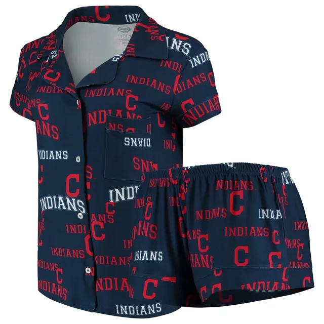 Lids Cleveland Indians Concepts Sport Women's Zest Allover Print Button-Up  Shirt & Shorts Sleep Set - Navy