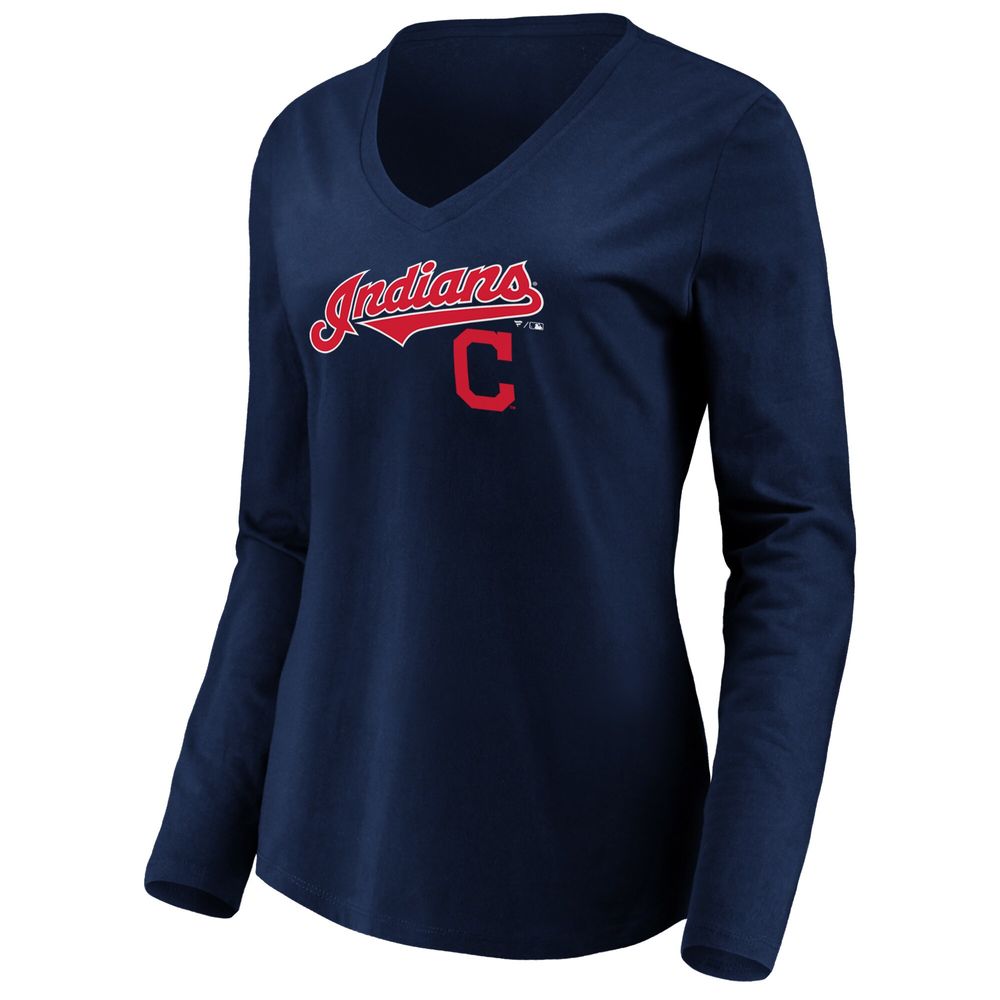 Lids Cleveland Indians Fanatics Branded Women's Core Official Logo V-Neck T- Shirt