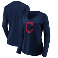 Lids Cleveland Indians Fanatics Branded Women's Core Official Logo V-Neck T- Shirt