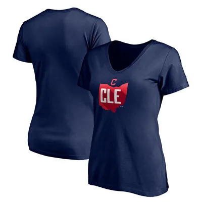 Cleveland Indians Fanatics Branded Women's Hometown V-Neck T-Shirt - Navy
