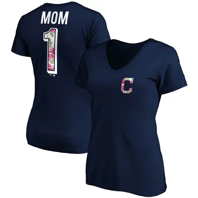 Cleveland Indians Fanatics Branded Women's Mother's Day Logo V-Neck T-Shirt - Navy