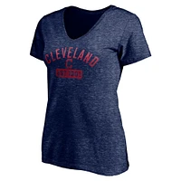 Women's Fanatics Heathered Navy Cleveland Indians Old Time Favorite V-Neck T-Shirt