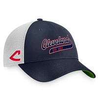 Women's Fanatics Navy/Natural Cleveland Indians Cooperstown Collection True Classics Tailsweep Trucker Snapback Hat