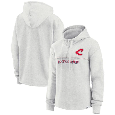 Women's Fanatics Oatmeal Cleveland Indians Cooperstown Collection True Classics Legacy Quarter-Zip Hoodie